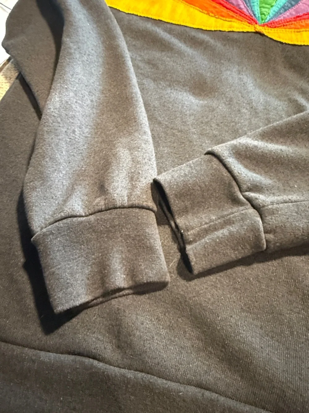 Women's Gray Hoodie with Rainbow Sunburst Panel - Picture 4 of 6